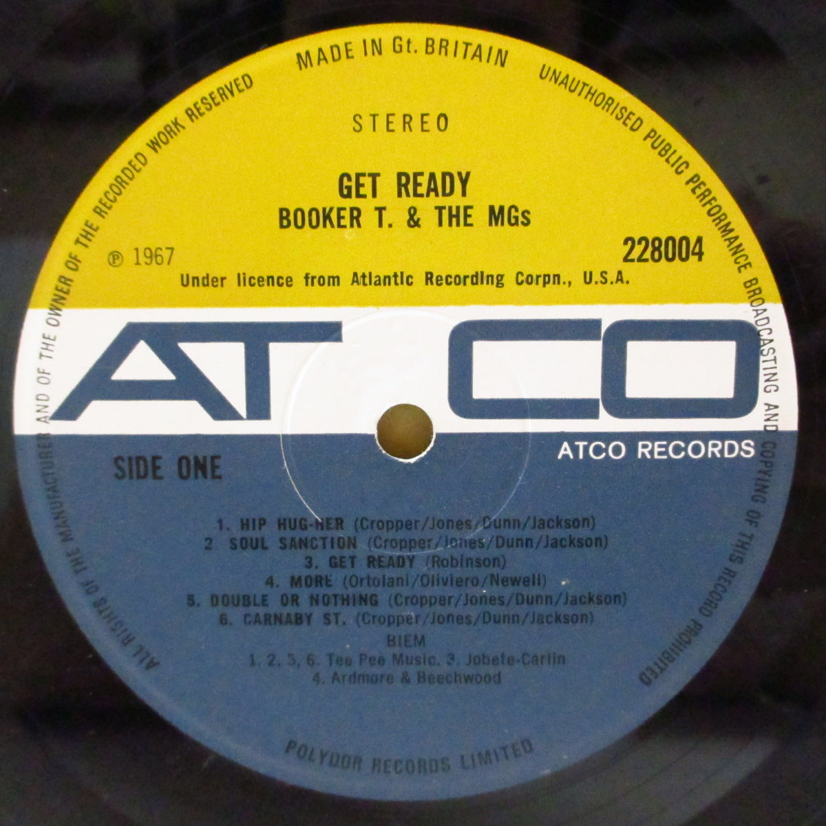 BOOKER T. & THE MG’S (ブッカーT & ザ・MG'S) - Get Ready (UK '69 再発「ブラウン&グレイ・ラベ」ステレオ LP/ジャケデザイン違いの両面コーティング・ジャケ)「Hip Hug-Her」の英盤