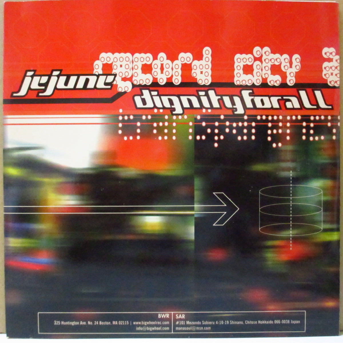 JEJUNE / DIGNITY FOR ALL (ジェジューン / ディグニティ・フォー・オール) - Record City Afterworld (US '99 限定3曲入りスプリット「クリアレッドヴァイナル」 7インチ+光沢固紙ジャケ)