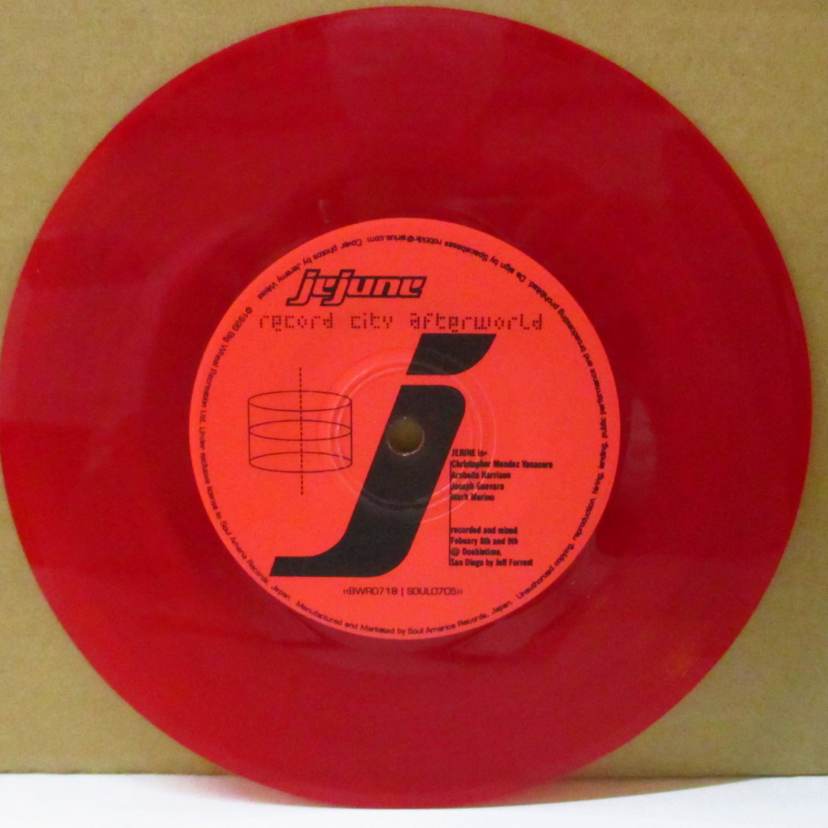 JEJUNE / DIGNITY FOR ALL (ジェジューン / ディグニティ・フォー・オール) - Record City Afterworld (US '99 限定3曲入りスプリット「クリアレッドヴァイナル」 7インチ+光沢固紙ジャケ)