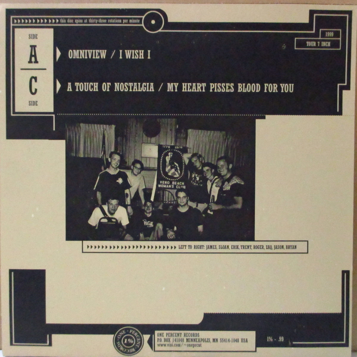 AMP 176 / CADILLAC BLINDSIDE (アンプ・176 / キャディラック・ブラインドサイド) - The Cops Are Here, Let's Split! (US '99 限定350枚4曲入りスプリット「クリアヴァイナル」 7インチ+ナンバリング入りマット固紙ジャケ, インサート)