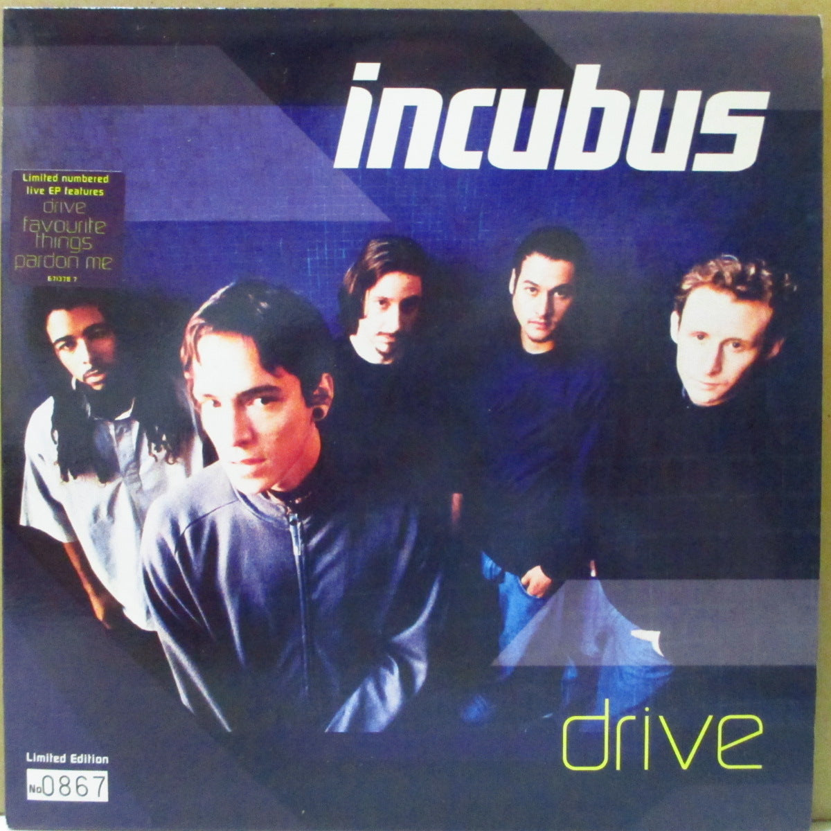 INCUBUS (インキュバス) - Drive (UK '01 限定3曲入り 7インチ+レアステッカー付きナンバリング入り光沢固紙ジャケ) 7インチ正規盤はこのUK盤のみ!