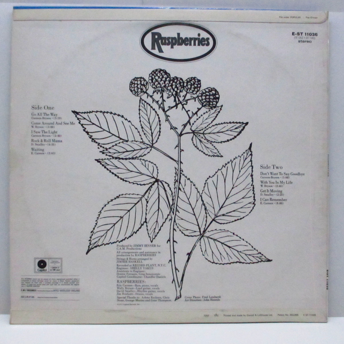 RASPBERRIES (ラズベリーズ) - Raspberries (1st) (UK オリジナル LP/表面コーティング折り返しジャケ)