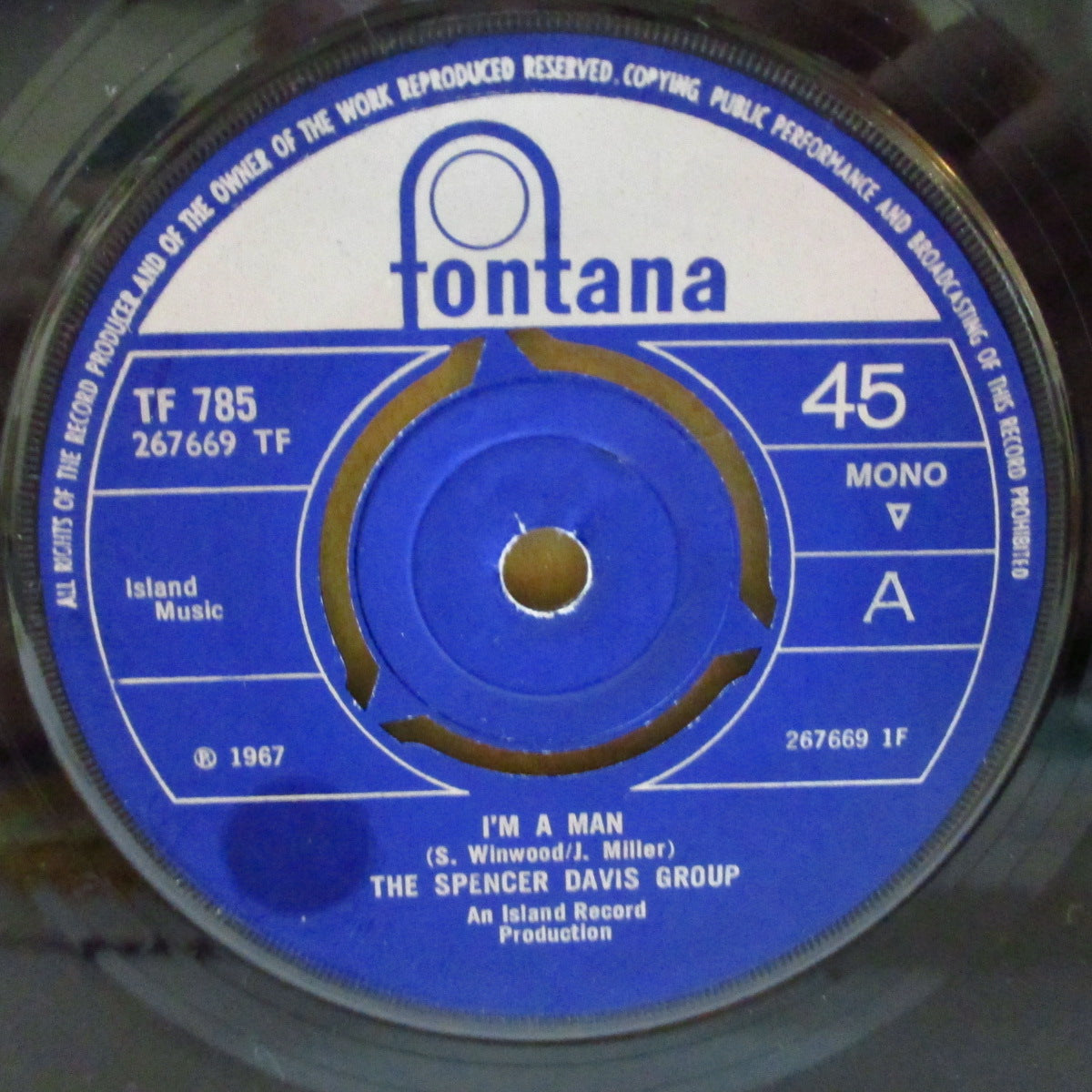 SPENCER DAVIS GROUP (スペンサー・デイヴィス・グループ) - I'm A Man (UK '67 オリジナル「3ポイント・ラウンドセンター」モノラル 7インチ)