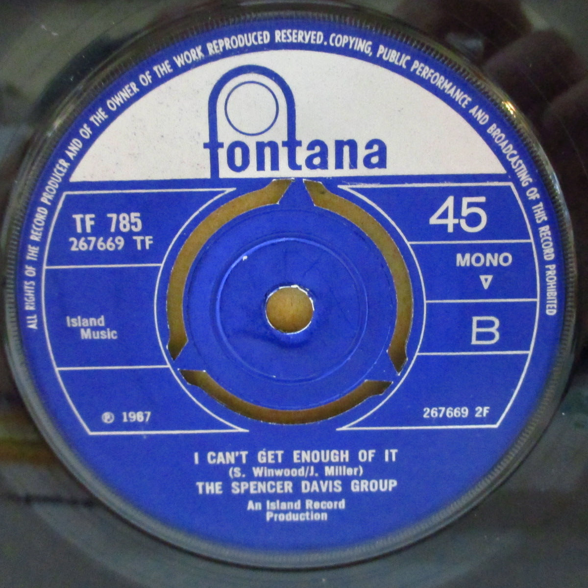 SPENCER DAVIS GROUP (スペンサー・デイヴィス・グループ) - I'm A Man (UK '67 オリジナル「3ポイント・ラウンドセンター」モノラル 7インチ)