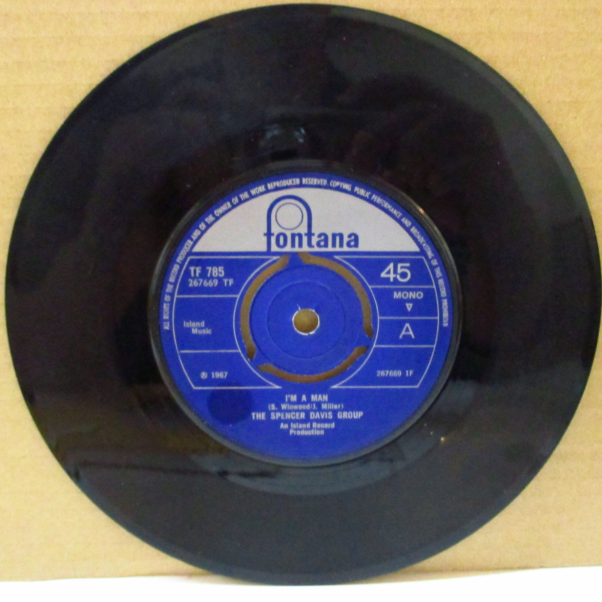SPENCER DAVIS GROUP (スペンサー・デイヴィス・グループ) - I'm A Man (UK '67 オリジナル「3ポイント・ラウンドセンター」モノラル 7インチ)