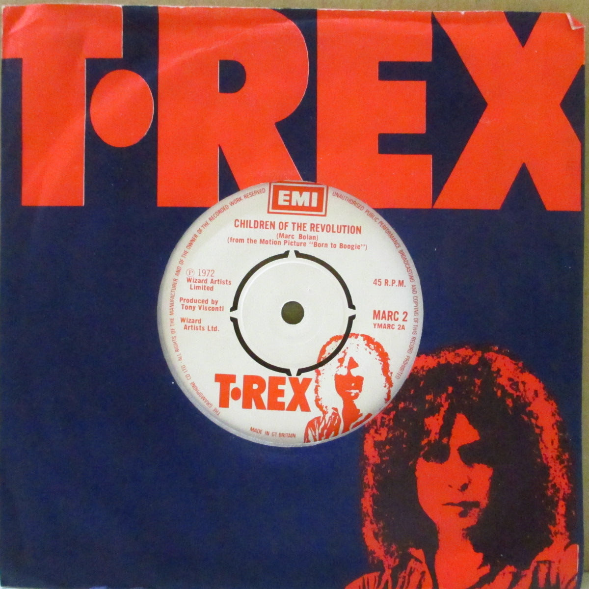 T.REX (T・レックス) - Children Of The Revolution +2 (UK '72 オリジナル「A面のみ映画表記ラベ・ラウンドセンター」3曲入り7インチ+T.REXカンパニースリーブ)