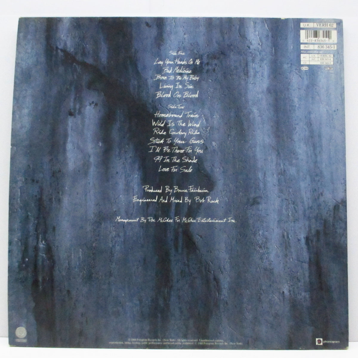 BON JOVI (ボン・ジョヴィ) - New Jersey (UK オリジナル LP+インナー)