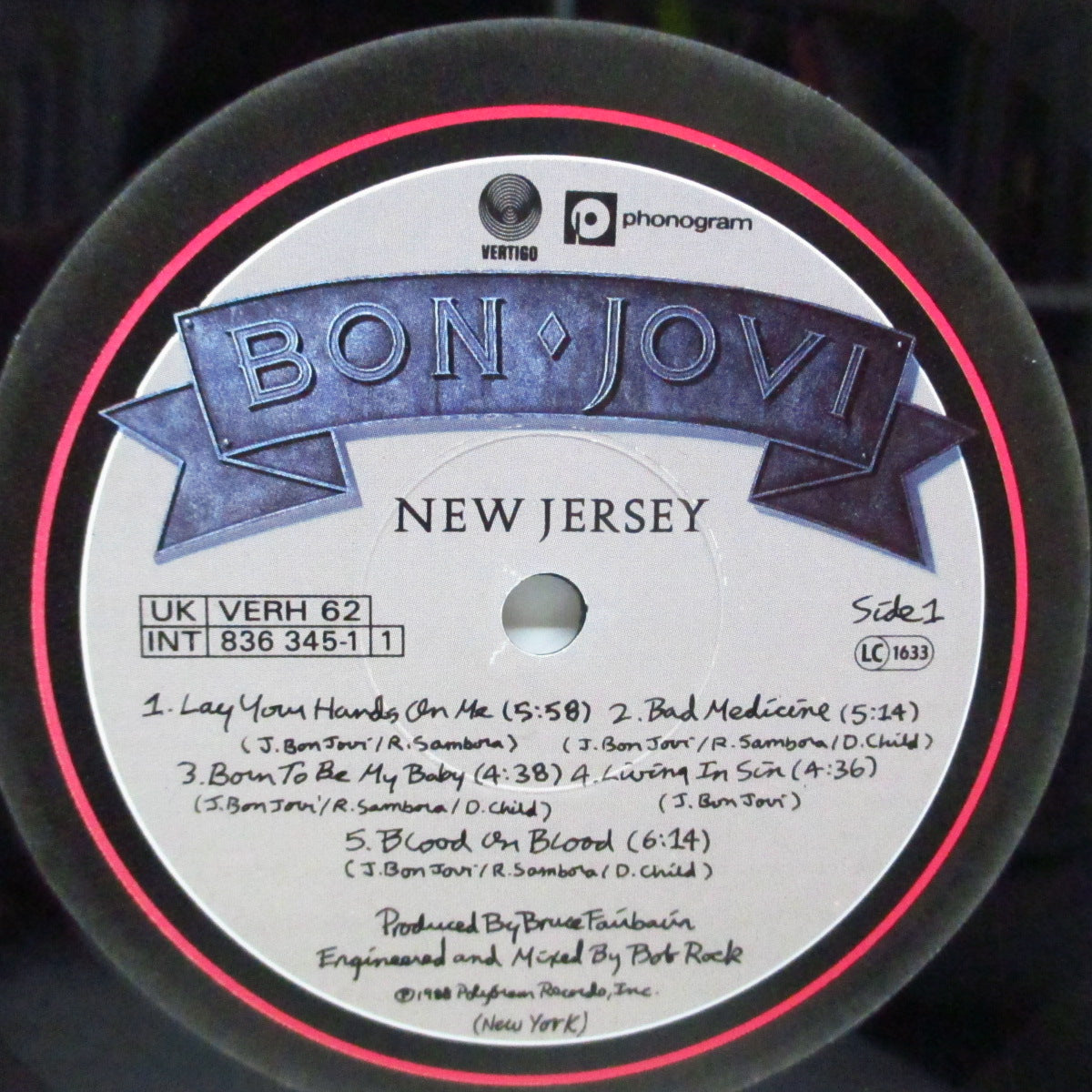 BON JOVI (ボン・ジョヴィ) - New Jersey (UK オリジナル LP+インナー)