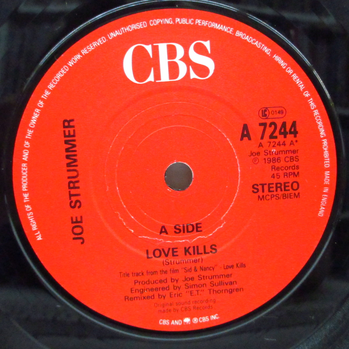 JOE STRUMMER (ジョー・ストラマー) - Love Kills (UK オリジナル 7"+光沢固紙折り返ジャケ)