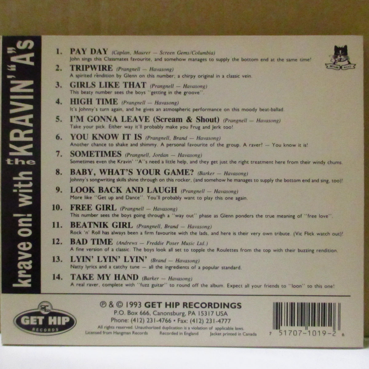 KRAVIN' "A"S (クレイヴィン・エース) - Krave On ! (US '93 再発 CD) 唯一のアルバム