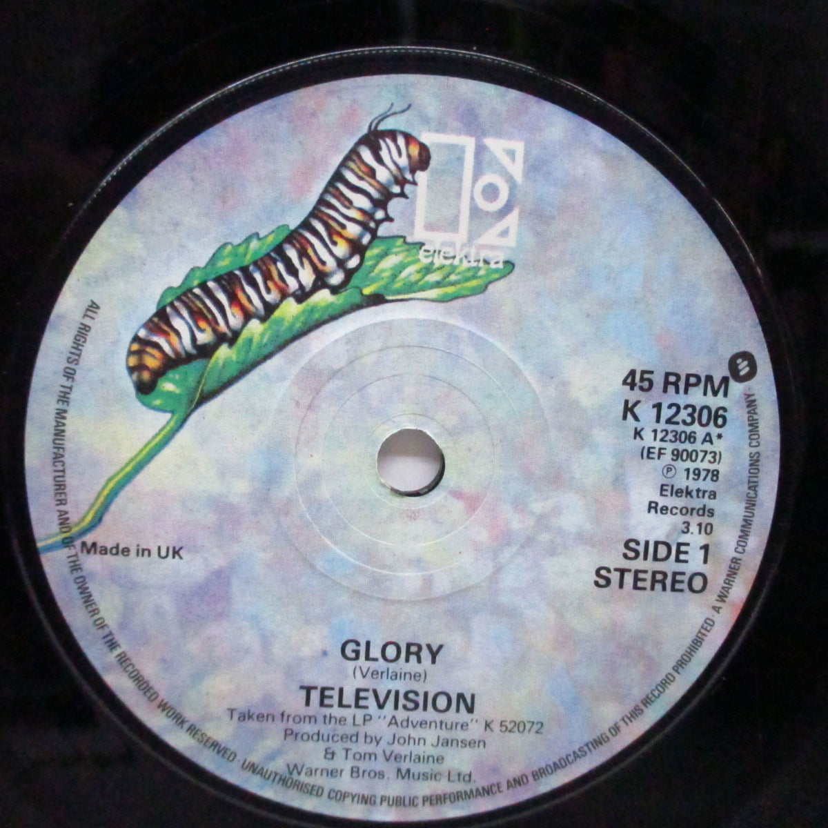 TELEVISION (テレヴィジョン) - Glory / Carried Away (UK オリジナル 7"+カンパニースリーブ)