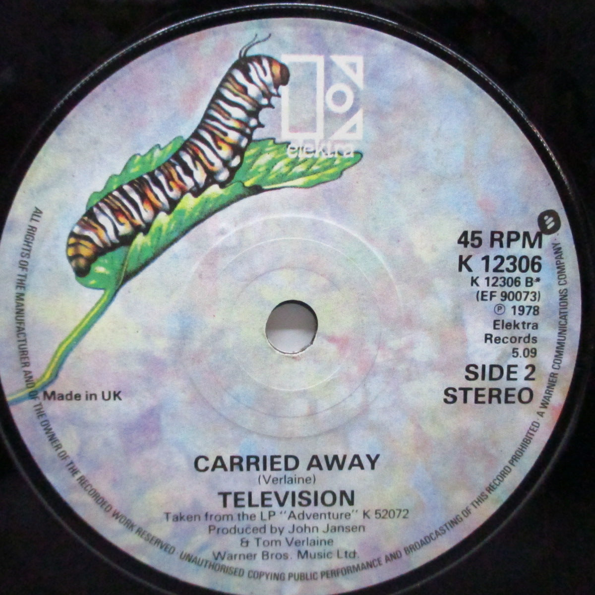 TELEVISION (テレヴィジョン) - Glory / Carried Away (UK オリジナル 7"+カンパニースリーブ)