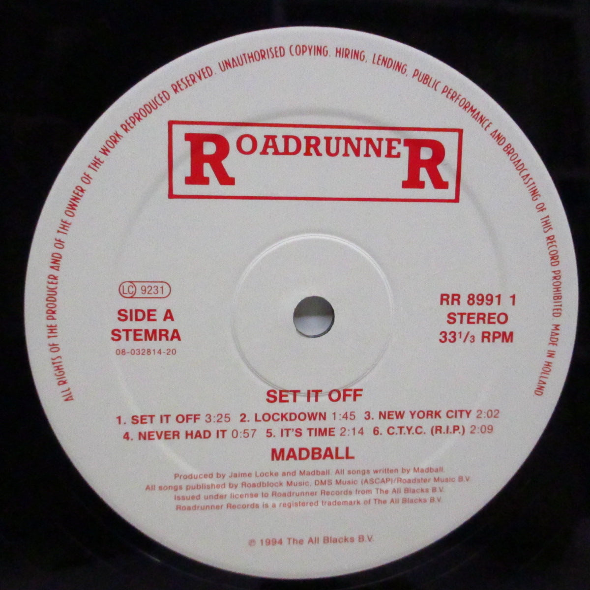 MADBALL (マッドボール) - Set It Off (Dutch '94 オリジナル LP+インナー) ファースト!