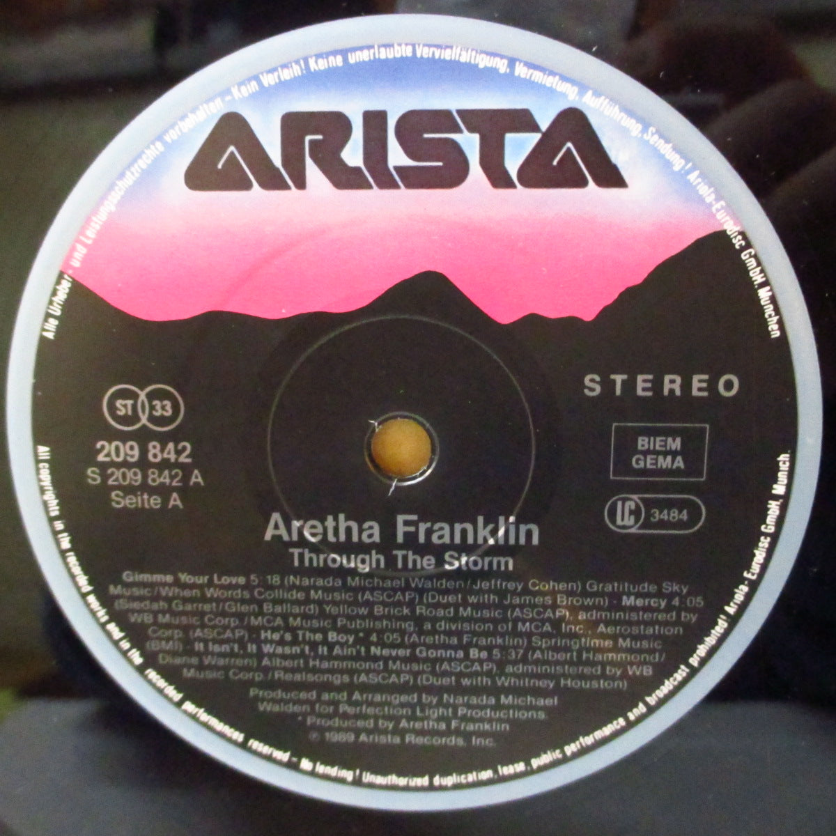 ARETHA FRANKLIN (アレサ・フランクリン) - Through The Storm (EU '89 オリジナル LP+インナー) ジェームス・ブラウン、ホイットニー・ヒューストン、エルトン・ジョン参加!