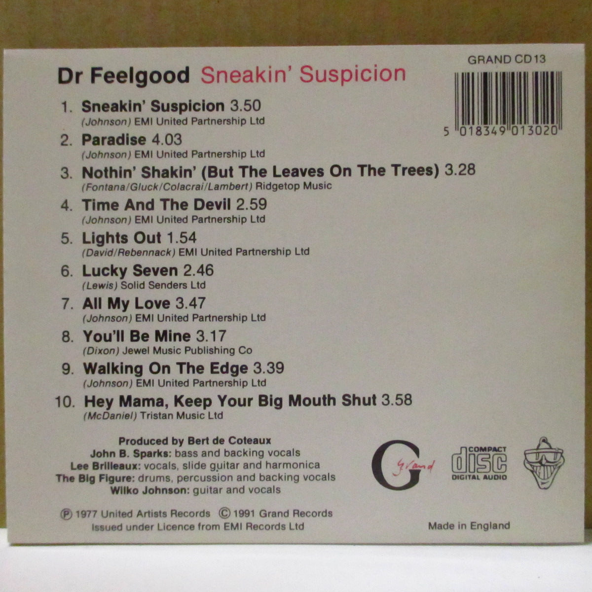 DR.FEELGOOD (ドクター・フィールグッド) - スニーキン・サスピション - Sneakin' Suspicion (UK '99 再発輸入CD+日本帯、ライナー ) '77年4thアルバム