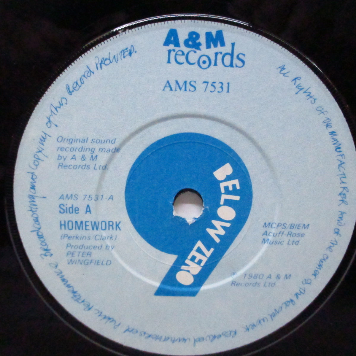 NINE BELOW ZERO (9 BELOW ZERO) (ナイン・ビロウ・ゼロ) - Homework / Is That You (UK オリジナル 7"+光沢ソフト紙ジャケ/AMS 7531) 両面アルバム未収録!