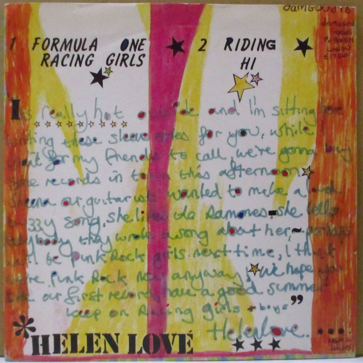 HELEN LOVE (ヘレン・ラヴ) - Fomula One Racing Girls (UK '93 限定「クリアレッドヴァイナル」 7インチ+光沢ソフト紙ジャケ)