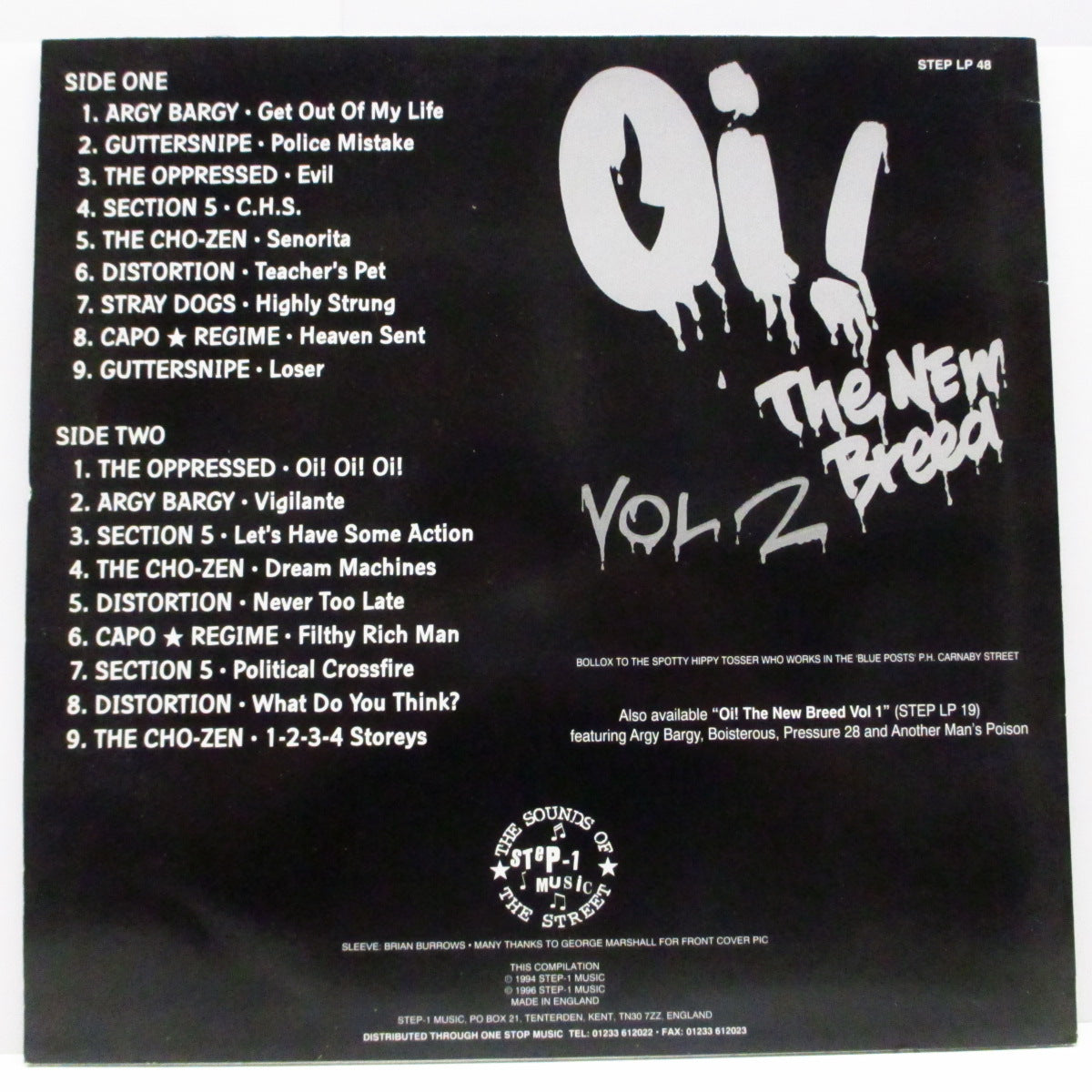 V.A. (90's UK Oi!コンピレーション!) - Oi! The New Breed Vol.2 (UK 1,250枚限定ナンバリング入り LP)
