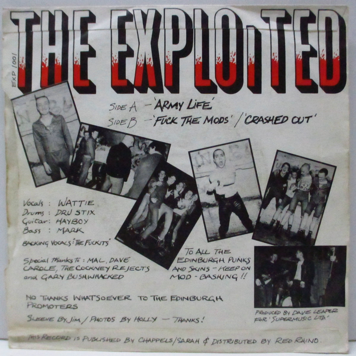 EXPLOITED, THE (ジ・エクスプロイテッド) - Army Life +2 (UK オリジナル 7"/光沢ソフト紙折り返しジャケ) '80年自主盤ファースト!