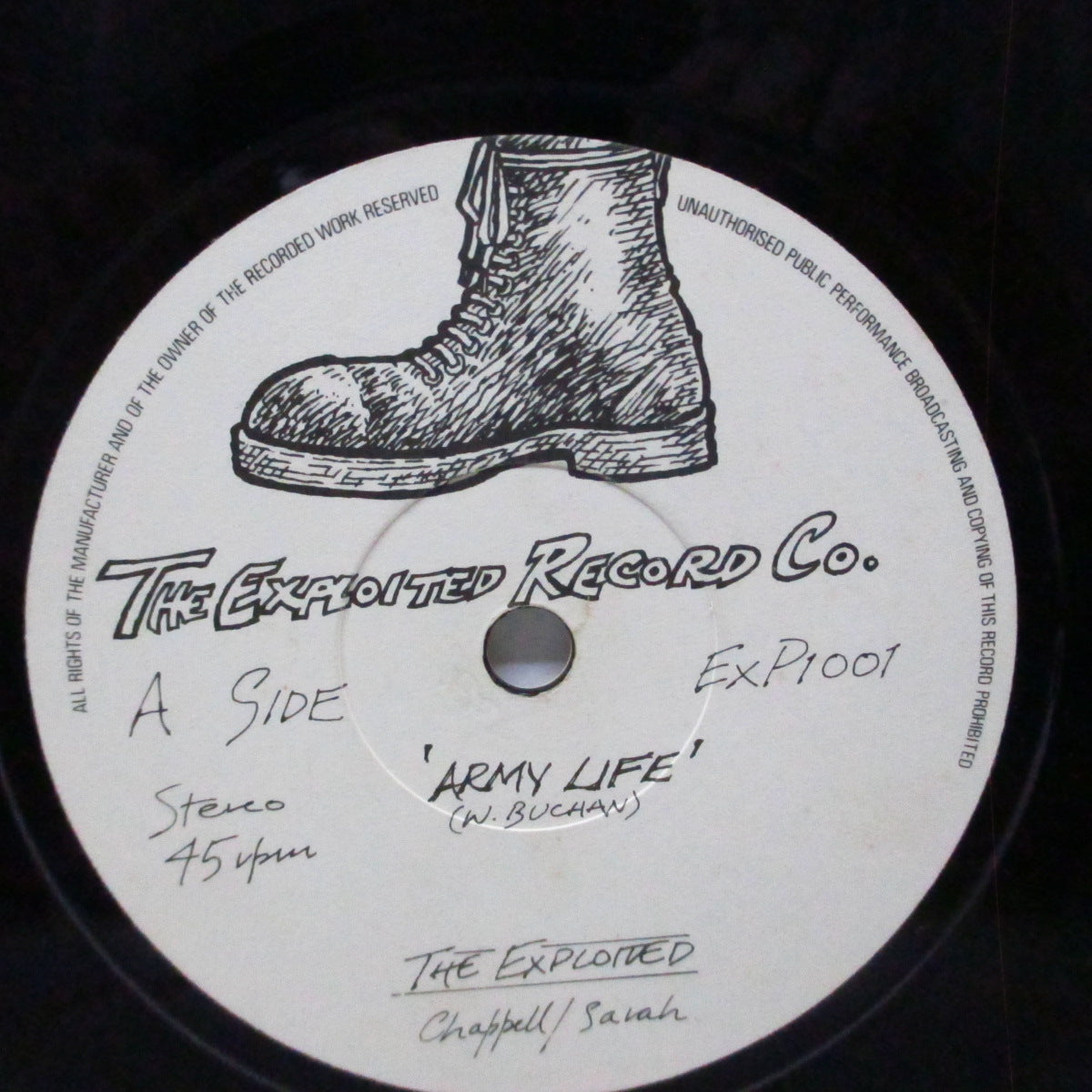 EXPLOITED, THE (ジ・エクスプロイテッド) - Army Life +2 (UK オリジナル 7"/光沢ソフト紙折り返しジャケ) '80年自主盤ファースト!