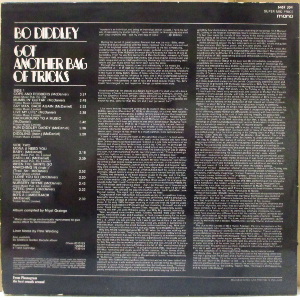 BO DIDDLEY (ボ・ディドリー) - Got Another Bag of Tricks 'UK '72 オリジナル・モノラル LP/両面コーティング・ジャケ) 裏ベスト的内容の全14曲!