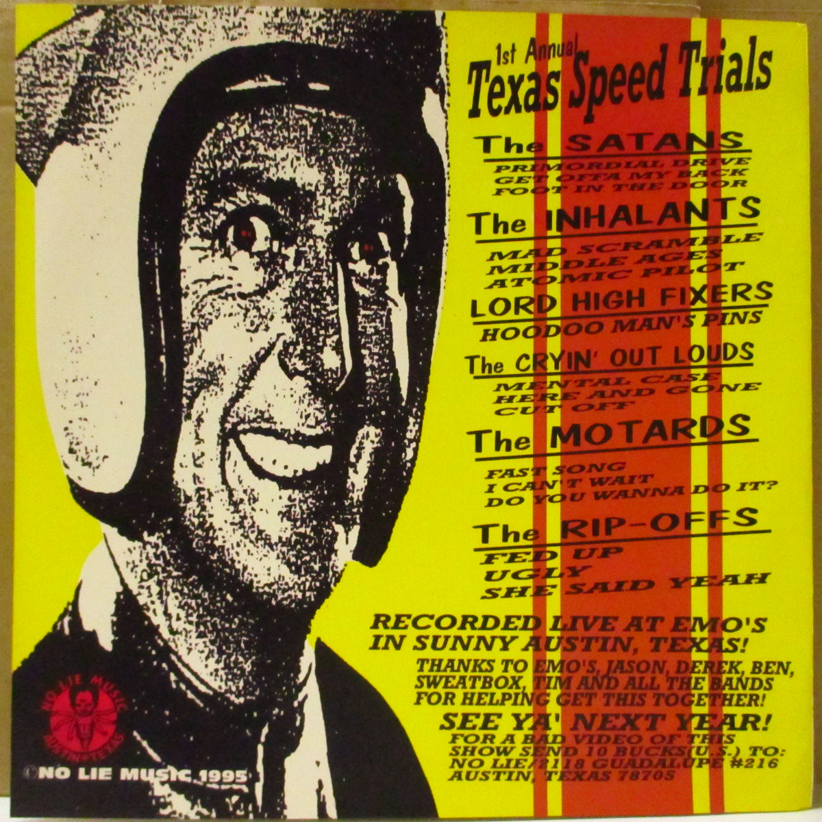 V.A. ('90s US・ガレージロック/ガレージパンク・コンピ) - 1st Annual Texas Speed Trials (US オリジナル LP/黄色光沢ジャケ) '95年コンピレーション