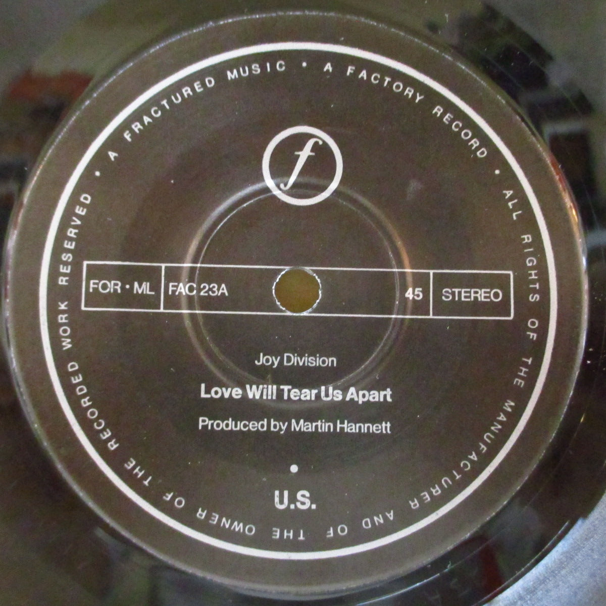 JOY DIVISION (ジョイ・ディヴィジョン) - Love Will Tear Us Apart +2 (US '81 オリジナル「光に透かすとクリアグレイVINYL」7インチ+光沢固紙ジャケ)