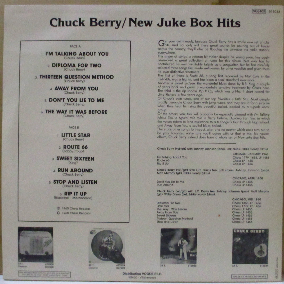 CHUCK BERRY (チャック・ベリー) - New Juke Box Hit (フランス '83 限定再発「水色ラベ ver」(擬似)ステレオ LP/バーコード無し光沢ジャケ)’61年米通算5枚目