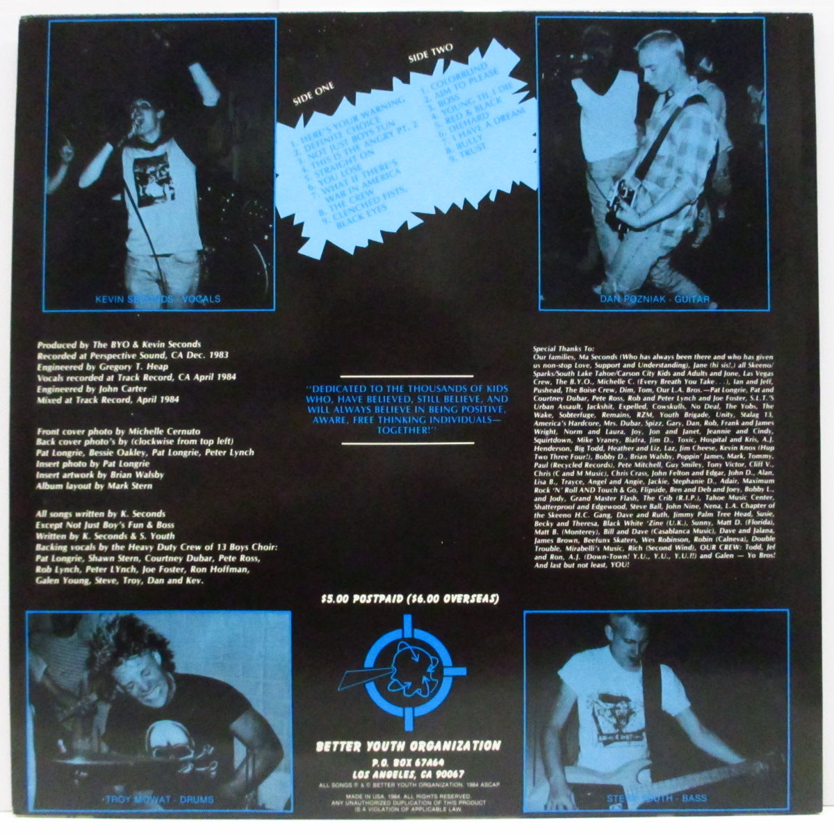 7 SECONDS (セブン・セカンズ) - The Crew (US '16 再発「薄グレイロゴ / 白ラベ」黒盤 LP ) '84年ファースト!