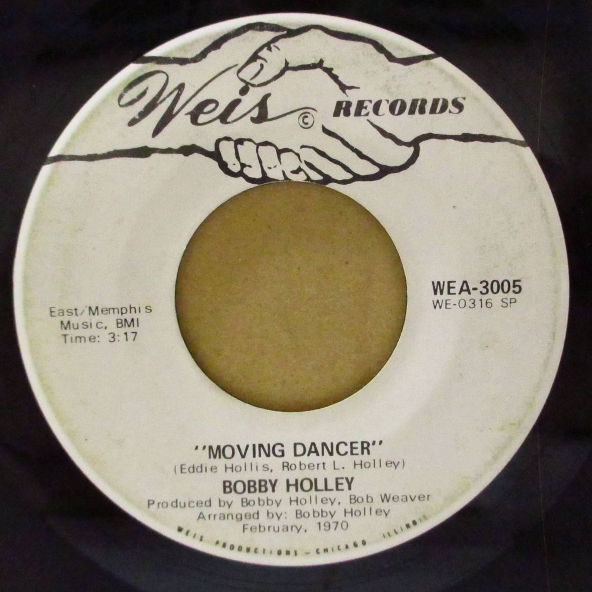 BOBBY HOLLEY (ボビー・ホリー) - Moving Dancer / Baby, I Love You (US '70 プロモ白黒ラベ 7インチ)ファンキー・ブガルー・ノーザン!