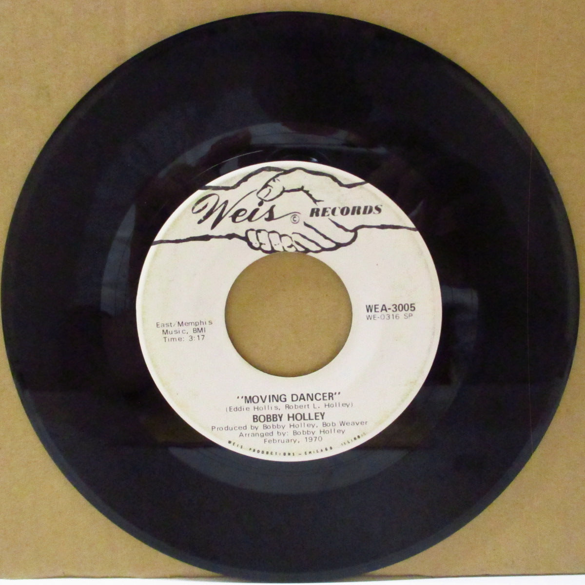 BOBBY HOLLEY (ボビー・ホリー) - Moving Dancer / Baby, I Love You (US '70 プロモ白黒ラベ 7インチ)ファンキー・ブガルー・ノーザン!