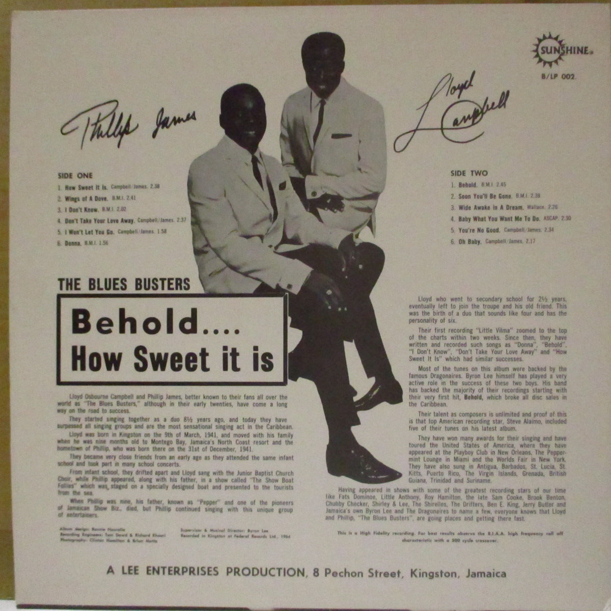 BLUES BUSTERS (ブルース・バスターズ) - Behold... How Sweet It Is (Jamaica 90's 再発「オレンジラベ」 LP) '64年1stアルバム