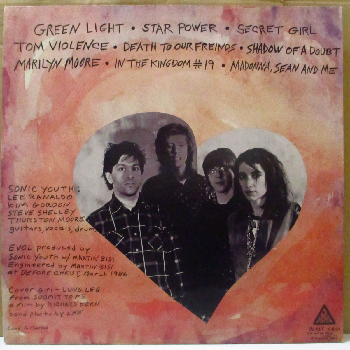 SONIC YOUTH (ソニック・ユース) - Evol (UK オリジナル LP+ソフト紙インナー) '86年4thアルバム