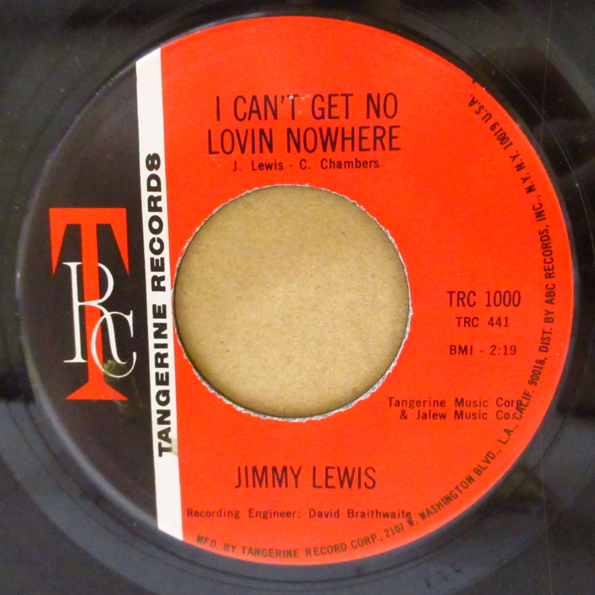 JIMMY LEWIS (ジミー・ルイス) - I Can't Get No Lovin Nowhere (US '69 オリジナル 7インチ)ワイルド・ファンキー・ノーザン!