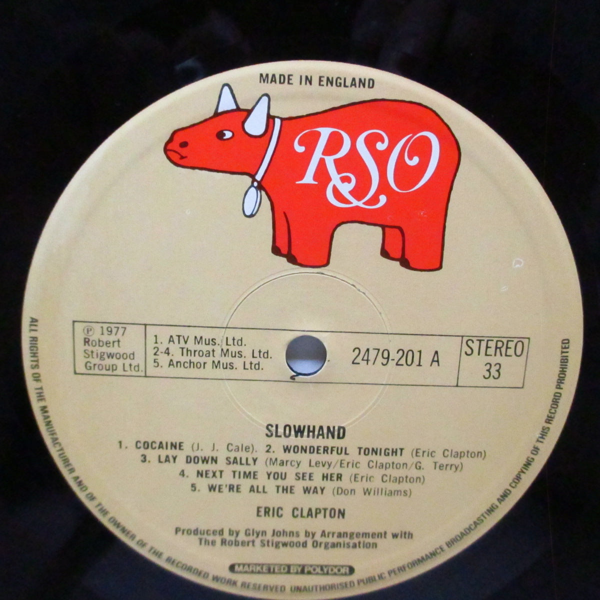 ERIC CLAPTON (エリック・クラプトン) - Slowhand (UK オリジナル「クリームラベ」LP/光沢見開ジャケ)『461 オーシャン・ブールヴァード』と並ぶクラプトンの代表作 !