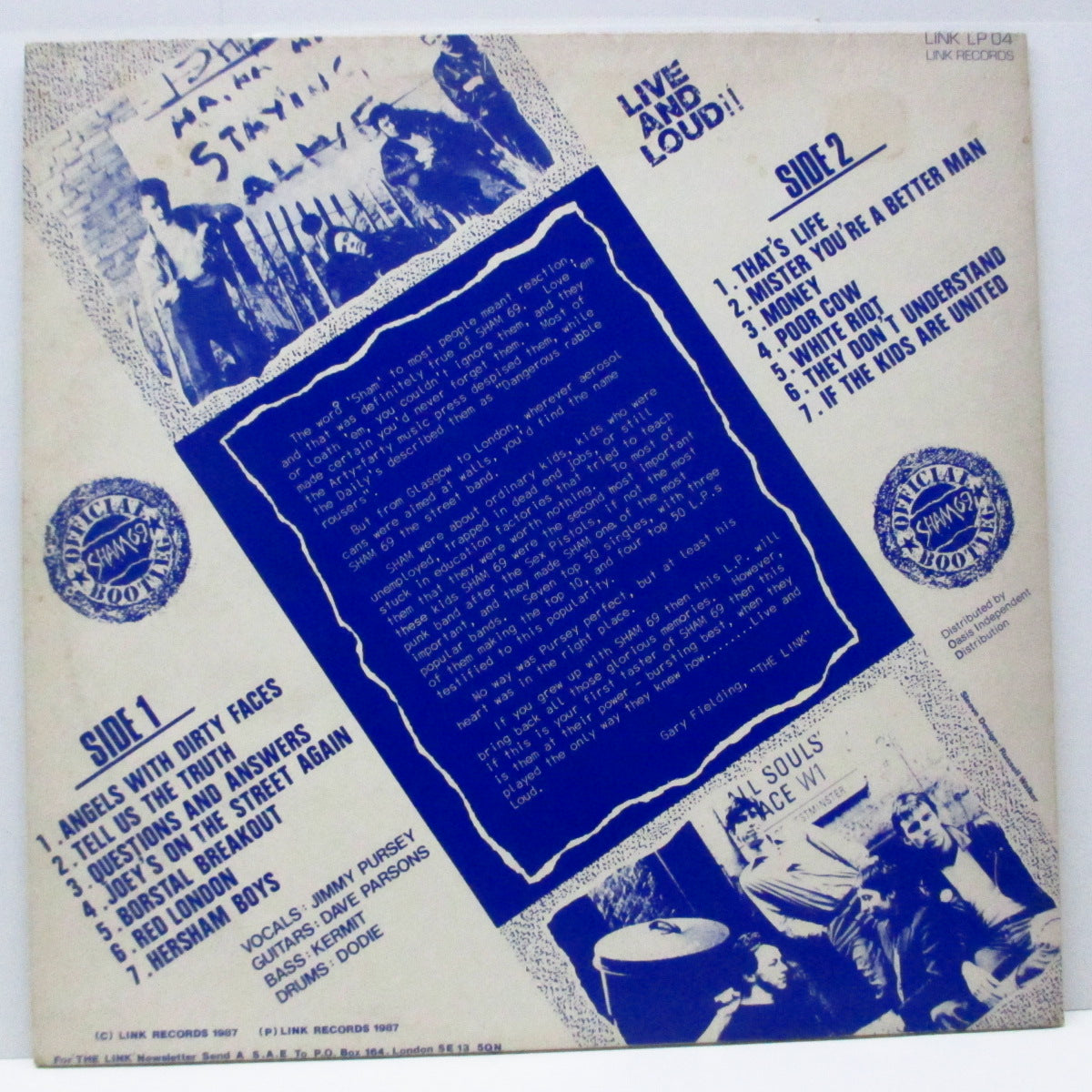 SHAM 69 (シャム 69) - Live And Loud!! (UK 初回オリジナル「白ラベ」LP)