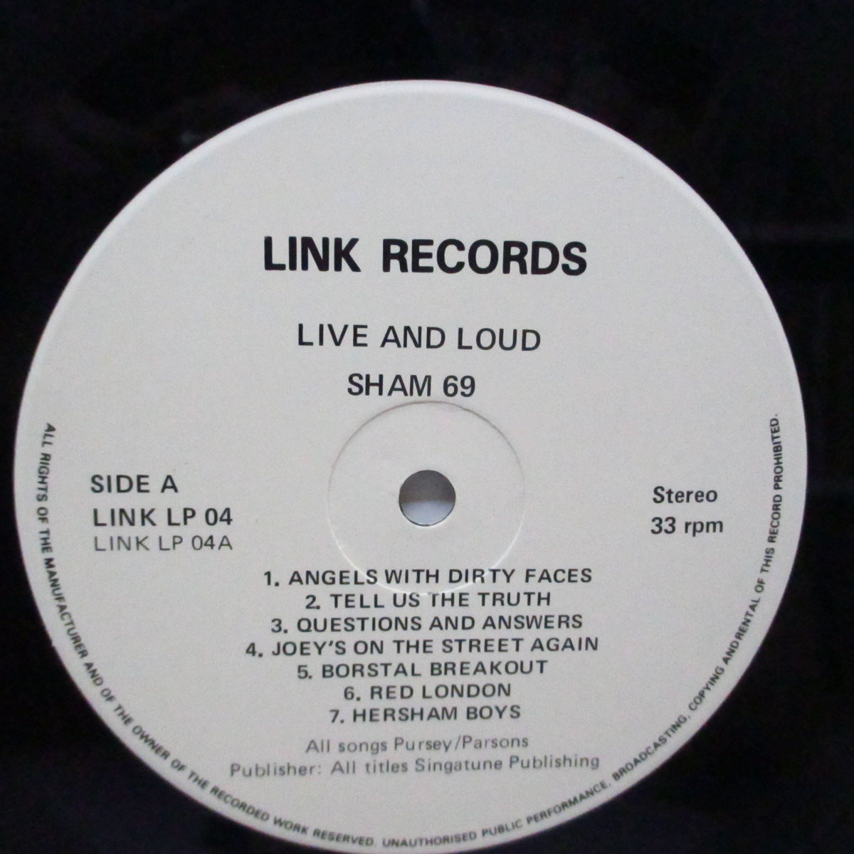 SHAM 69 (シャム 69) - Live And Loud!! (UK 初回オリジナル「白ラベ」LP)