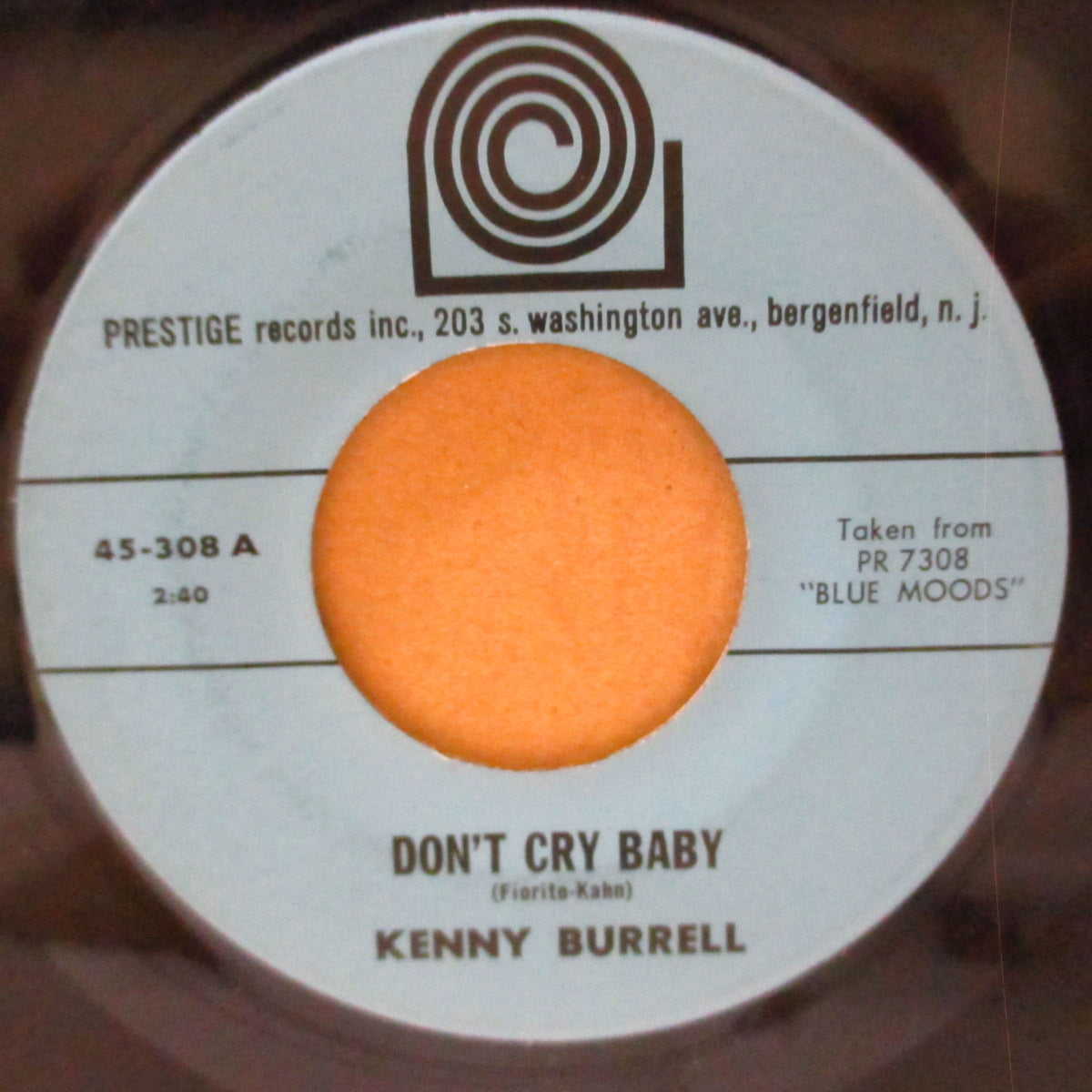 KENNY BURRELL (ケニー・バレル) - Drum Boogie / Don't Cry Baby (US '63 再発「水色ラベ」7インチ)MOD=JAZZ名曲