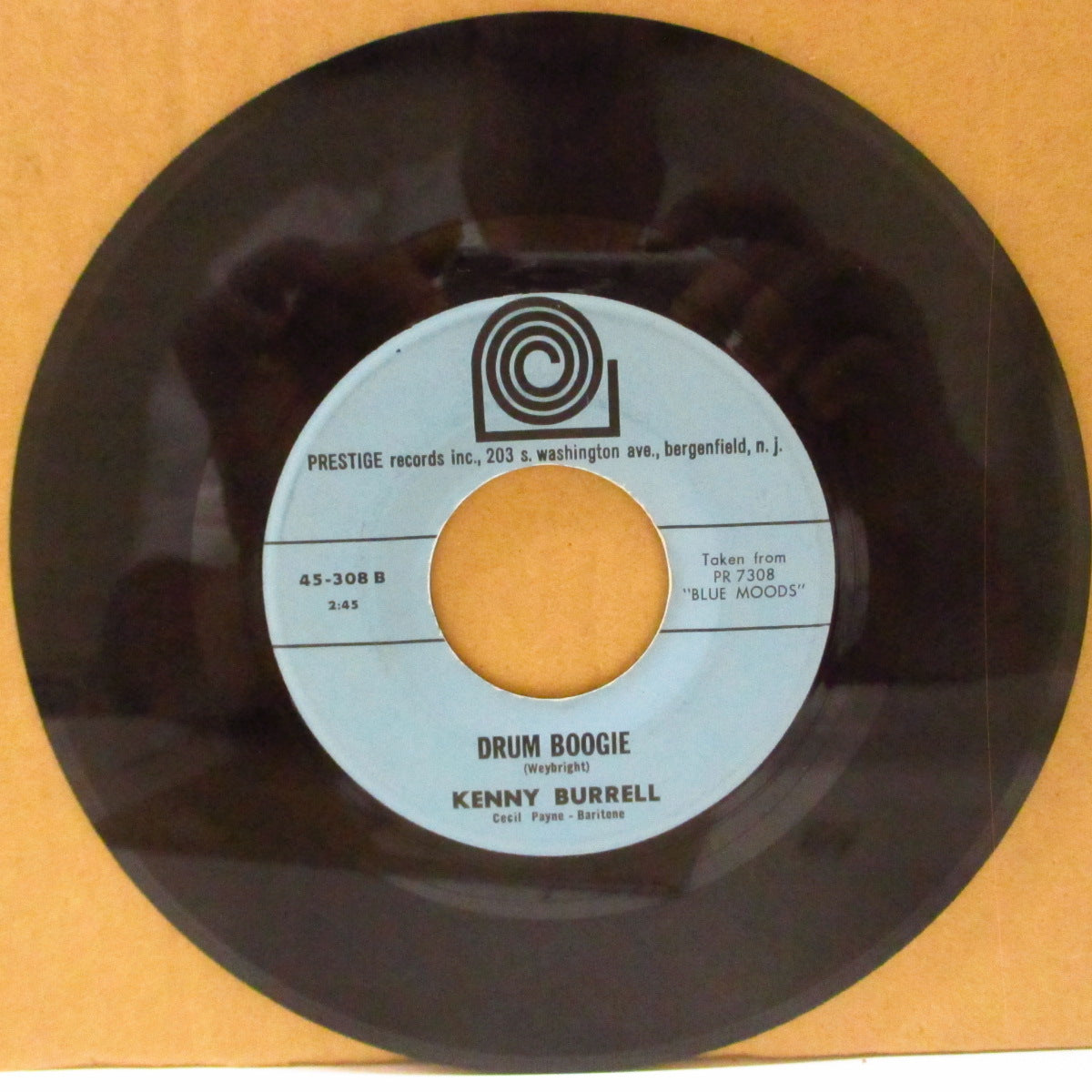 KENNY BURRELL (ケニー・バレル) - Drum Boogie / Don't Cry Baby (US '63 再発「水色ラベ」7インチ)MOD=JAZZ名曲