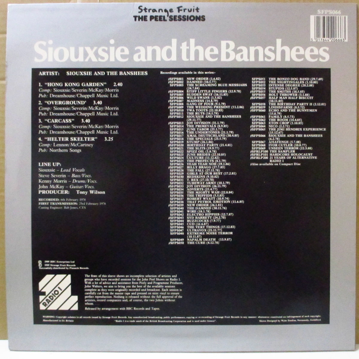 SIOUXSIE AND THE BANSHEES (スージー・アンド・ザ・バンシーズ) - The Peel Sessions - The Second Session (UK オリジナル 12インチ) '89年ピール・セッションEP