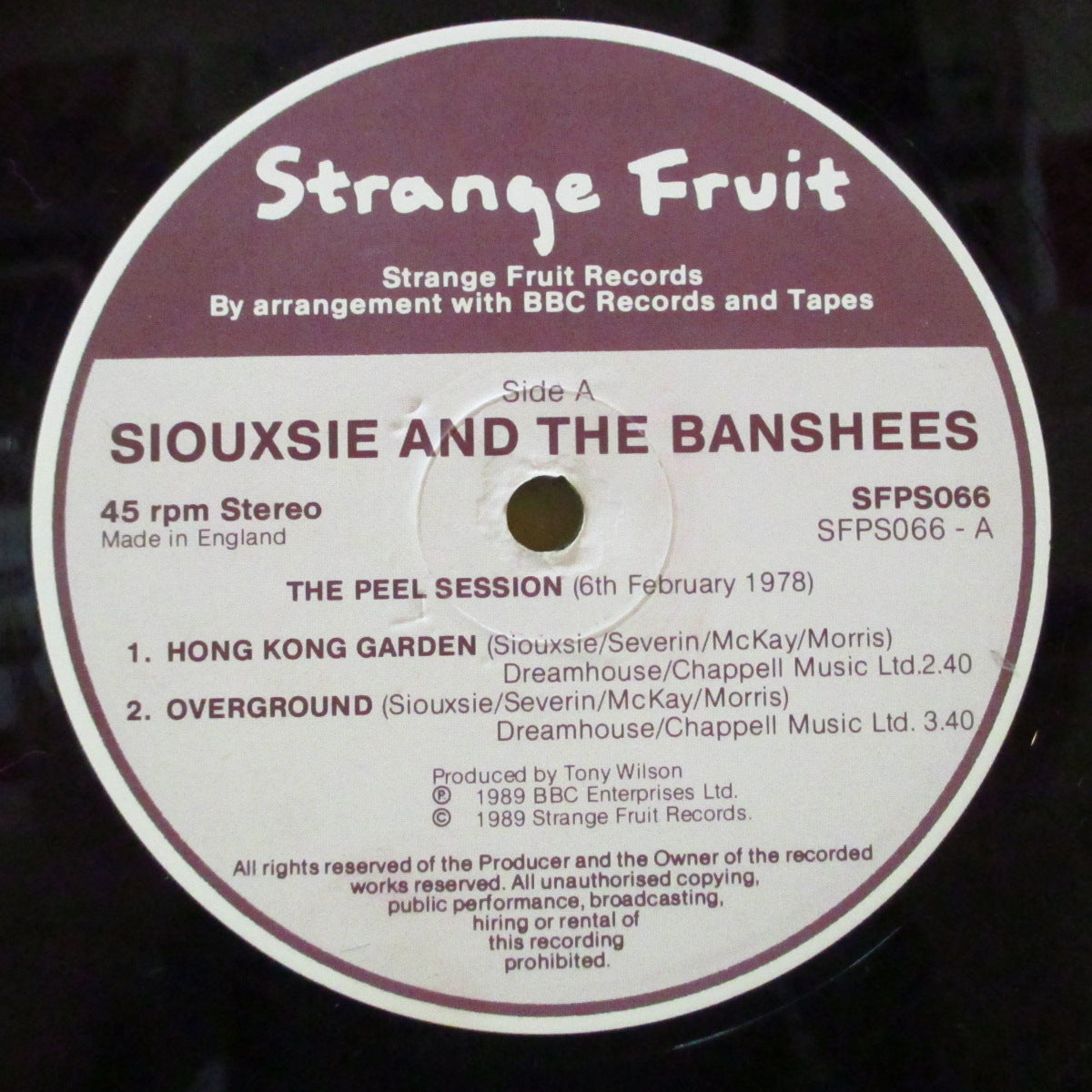 SIOUXSIE AND THE BANSHEES (スージー・アンド・ザ・バンシーズ) - The Peel Sessions - The Second Session (UK オリジナル 12インチ) '89年ピール・セッションEP