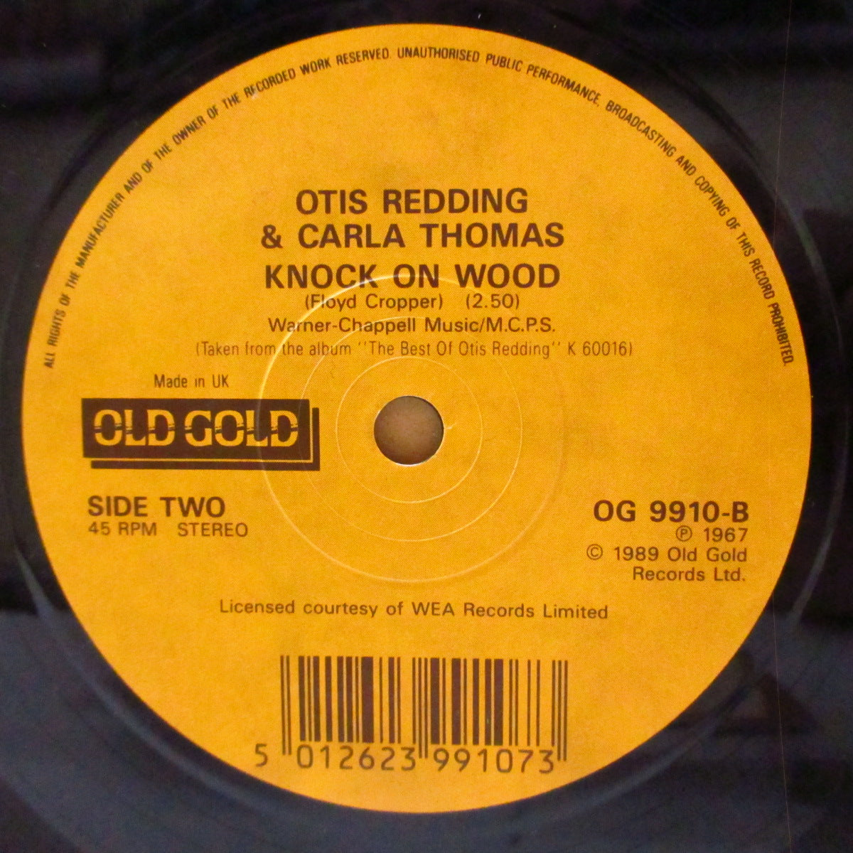 OTIS REDDING & CARLA THOMAS (オーティス・レディング とカーラ・トーマス) - Tramp / Knock On Wood (UK '89 再発カップリング 7インチ+カンパニースリーブ) 大ヒットカバー2曲!
