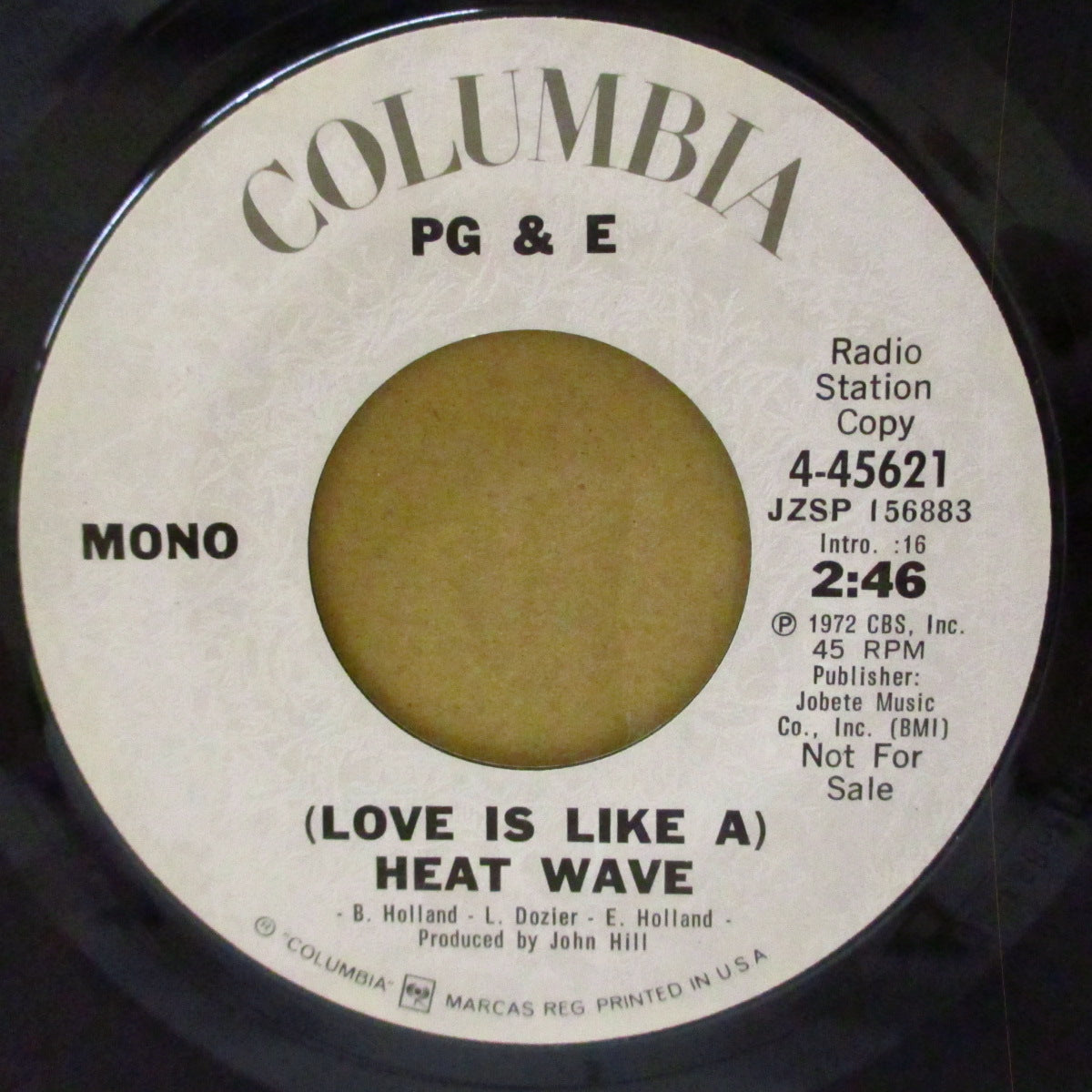 PG & E (Pacific Gas & Electric) (パシフィック・ガス & エレクトリック) - (Love Is Like A) Heat Wave (US '72 プロモ・両面同曲7インチ) マーサ&ザ・ヴァンデラス'63年ノーザン名曲の絶妙カバー!