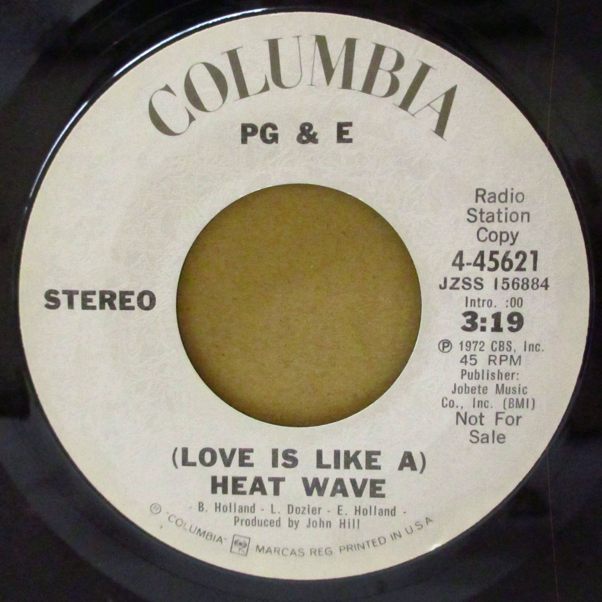 PG & E (Pacific Gas & Electric) (パシフィック・ガス & エレクトリック) - (Love Is Like A) Heat Wave (US '72 プロモ・両面同曲7インチ) マーサ&ザ・ヴァンデラス'63年ノーザン名曲の絶妙カバー!