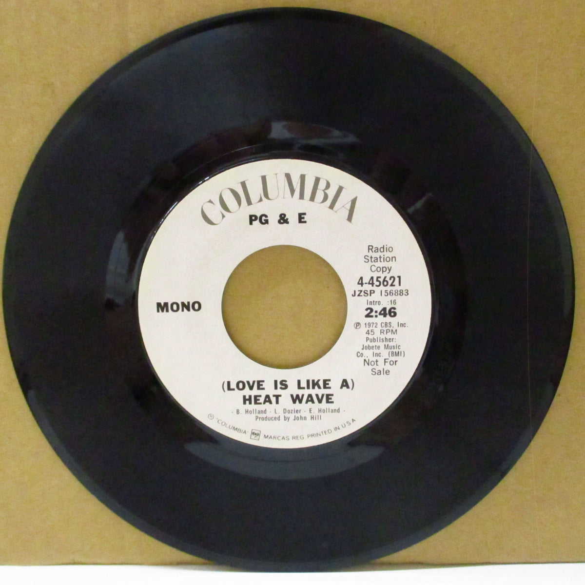 PG & E (Pacific Gas & Electric) (パシフィック・ガス & エレクトリック) - (Love Is Like A) Heat Wave (US '72 プロモ・両面同曲7インチ) マーサ&ザ・ヴァンデラス'63年ノーザン名曲の絶妙カバー!