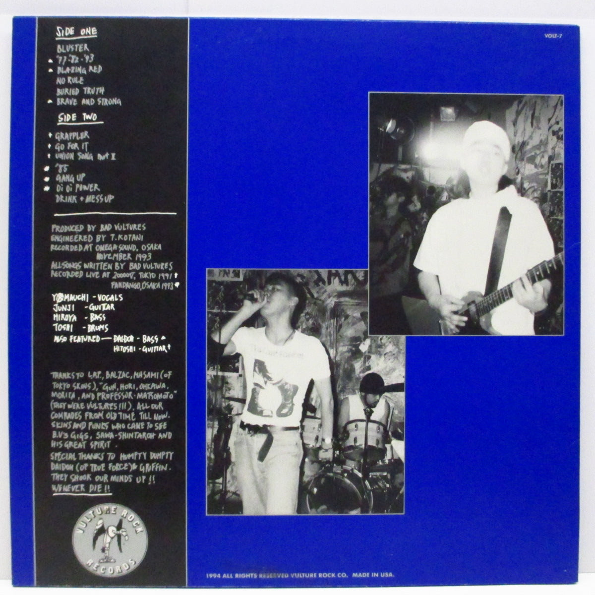 BAD VULTURES (バッド・バルチャーズ) - Live And Strong (US '94年プロモ無地白ラベ「黒盤」LP/青ジャケ)'91〜'93年スタジオ&ライブ!