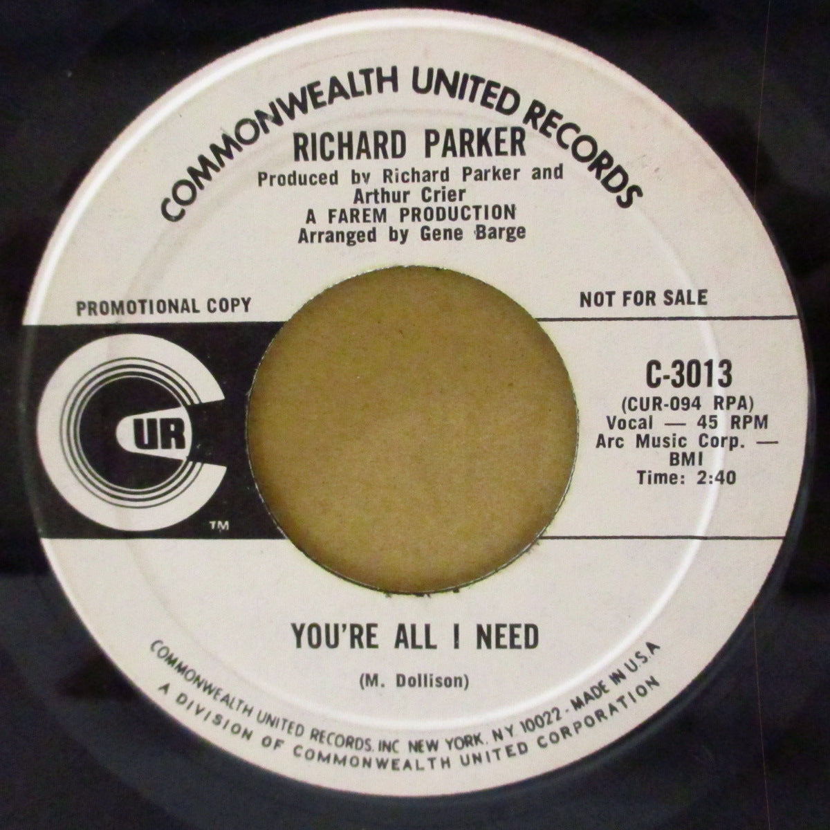 RICHARD PARKER (リチャード・パーカー) - Got To Find A Way (US '70 プロモ白ラベ 7インチ)美メロ・軽快ノーザン!