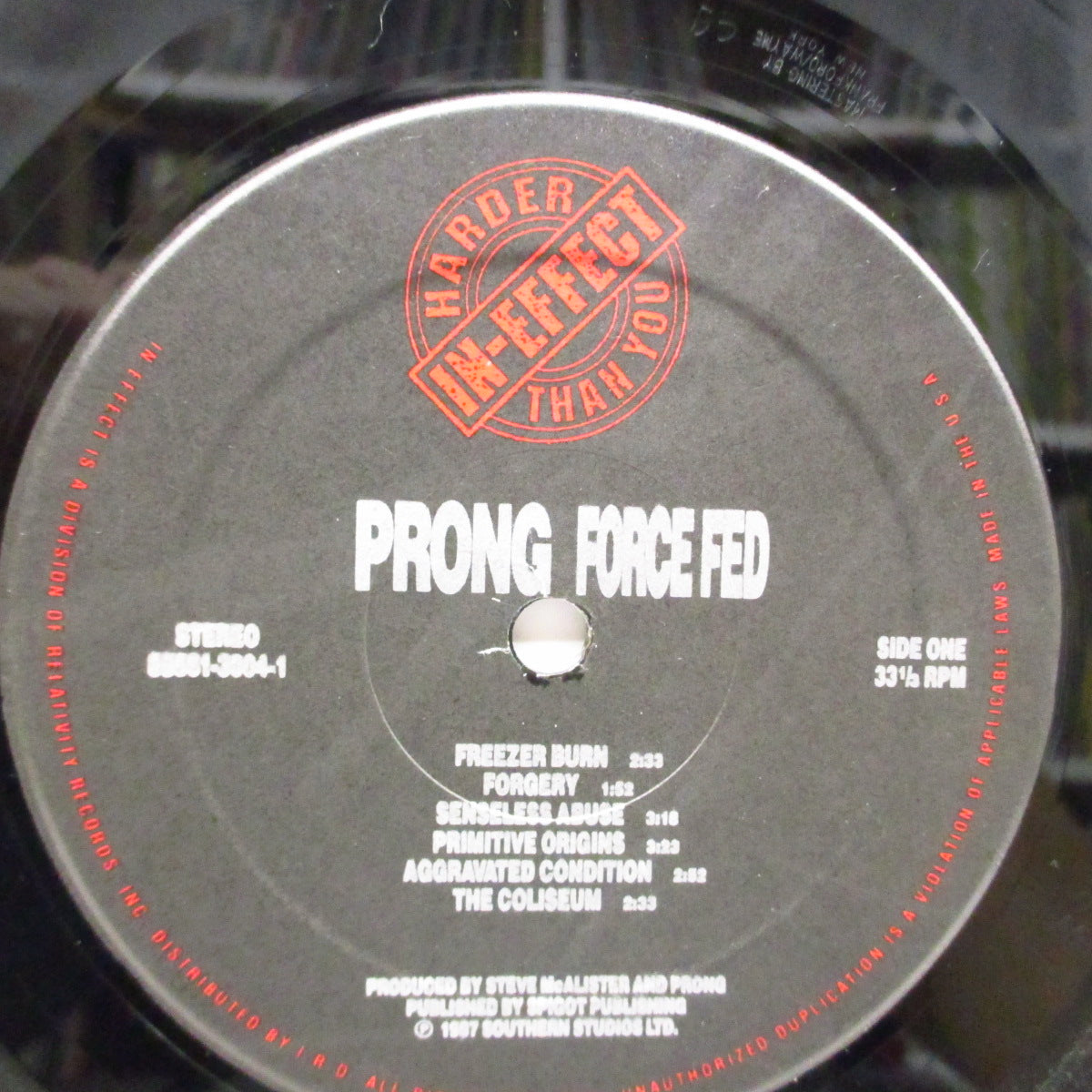 PRONG (プロング) - Force Fed (US '89 オリジナル LP+インナー/ステッカー付きジャケ)セカンド!
