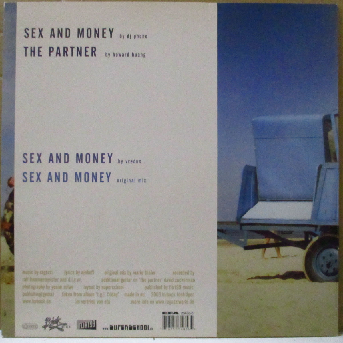 RAGAZZI (ラガッツィ) - Sex And Money +3 (German オリジナル4曲入り 12インチ) '03年シングル