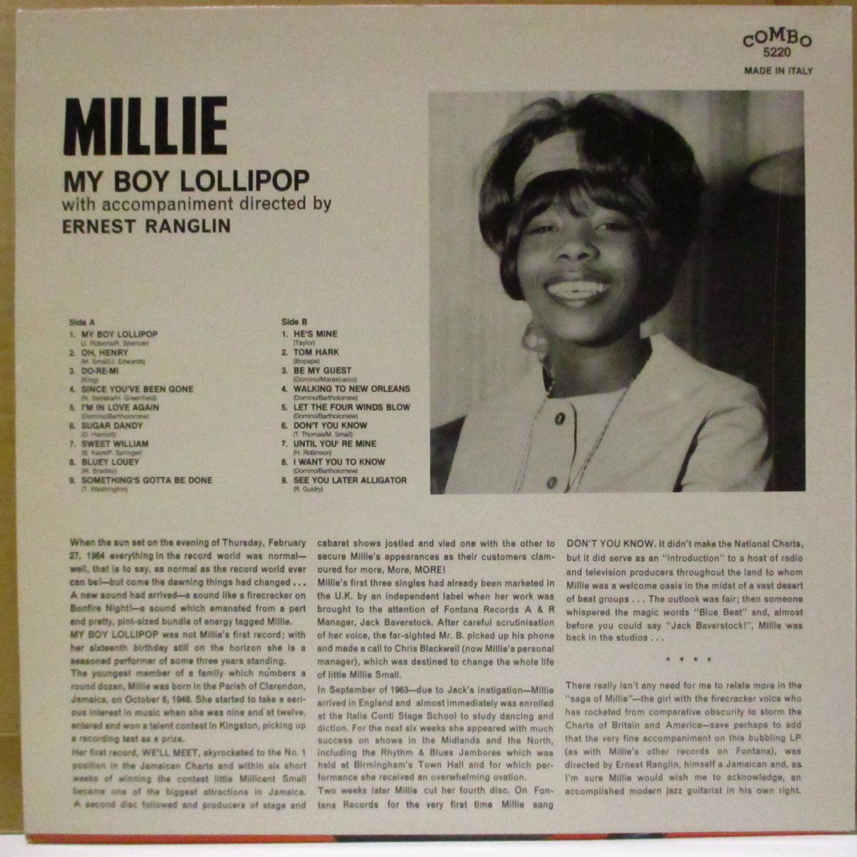 MILLIE (SMALL) (ミリー(スモール)) - My Boy Lollipop (Italy '90s 限定再発「黒&白ラベ」 LP) '94年コンピレーション